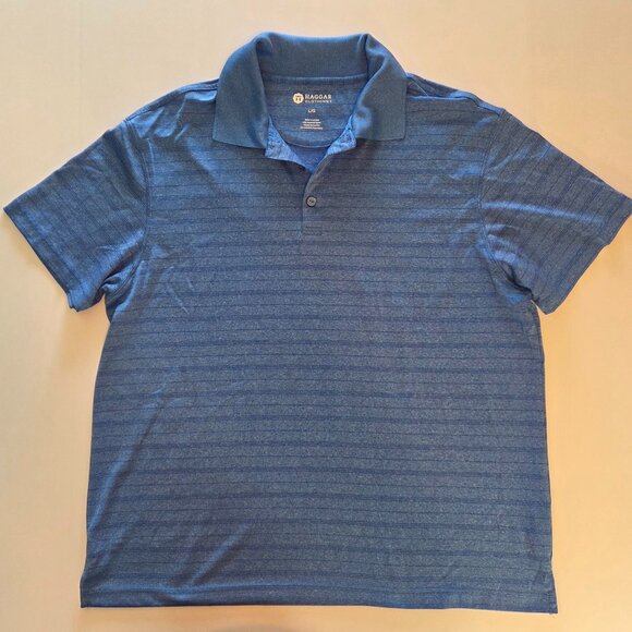 NWOT - Haggar Men’s Performance Large Polo Shirt, Heather Blue - Picture 3 of 4
